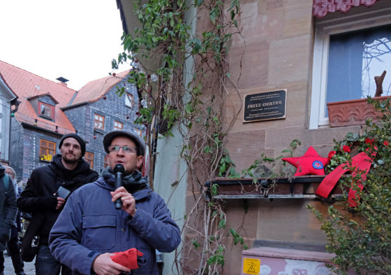 Enthüllung der Gedenktafel zu Ehren Fritz Oerter, Feb. 2019